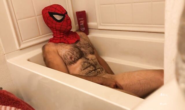 Perspiring Spider-boy Washes N Bath Disregard