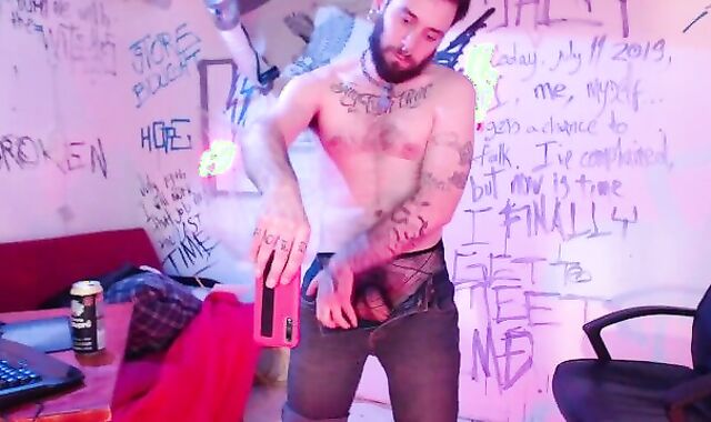 OZZIE BAKER SOLO WANK OFF IN FISHNETS