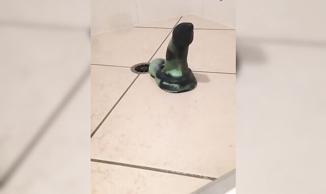 Railing a Bad Dragon Plaything Raunchy in the Bathroom and Jizzing Rigid