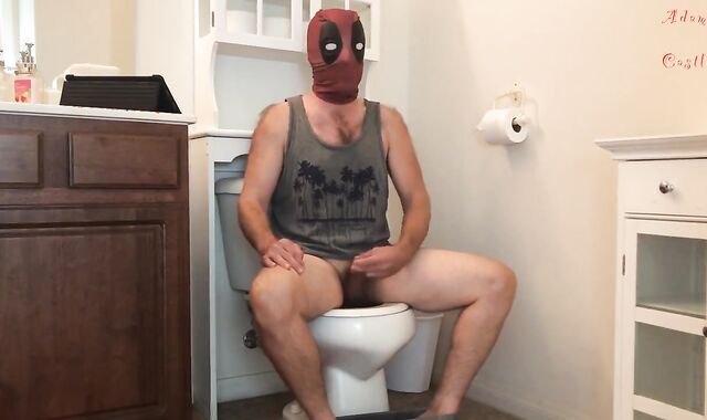 Deadpool Yells and Sits on Wc