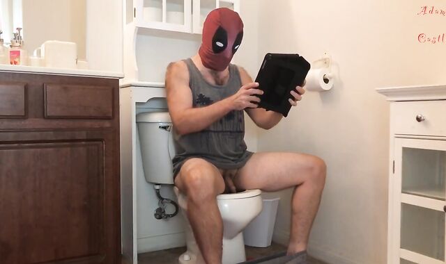Deadpool Yells and Sits on Wc
