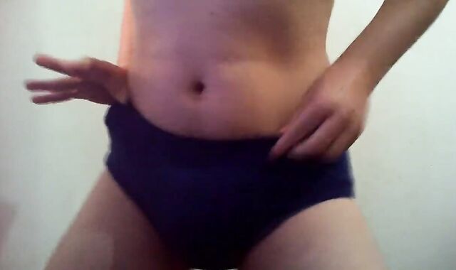 Demonstrating my 4 Blue Calvin Klein Trunks, Darkest to Lightest