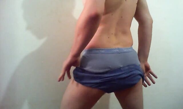 Demonstrating my 4 Blue Calvin Klein Trunks, Darkest to Lightest
