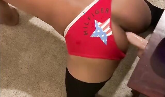 Sissy CD Rails Fake Penis and Gapes Uber-Cute Smallish Backside