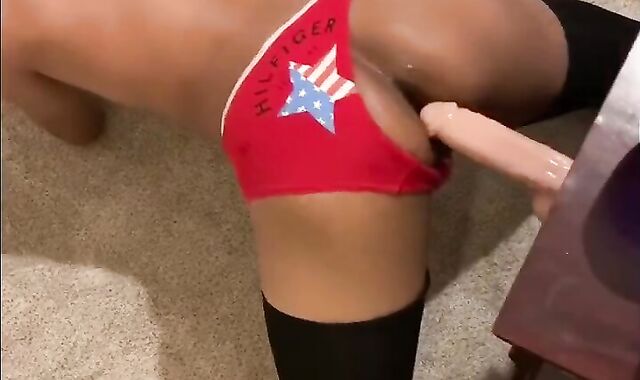 Sissy CD Rails Fake Penis and Gapes Uber-Cute Smallish Backside