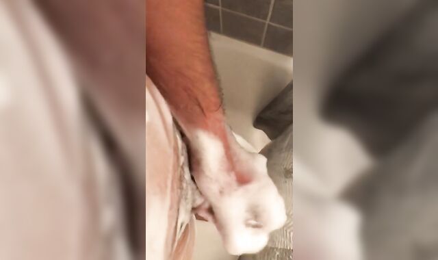 Diminutive Uncircumcised Bone Bathroom Wank off Jerk off