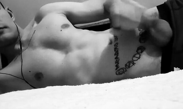 Tugging off and Cum-Shot in Antique Ebony & Milky