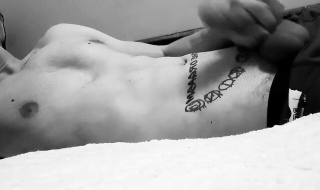 Tugging off and Cum-Shot in Antique Ebony & Milky