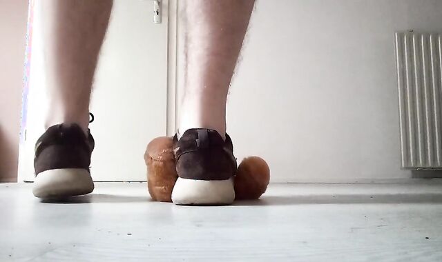 Teenager Nike Roshe Run Shoeplay with Hairy Man Teddy