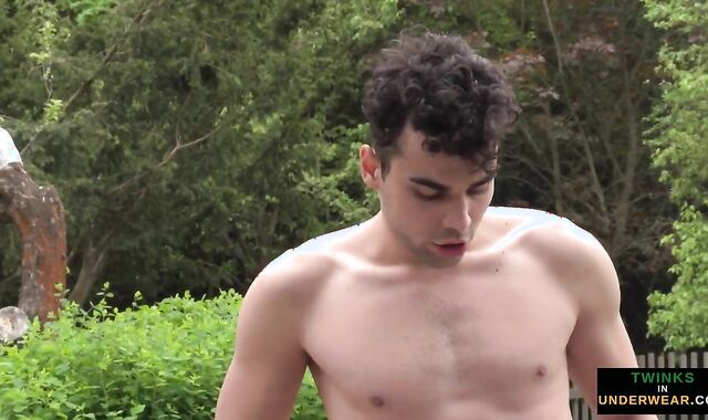 Youngster in Cut-Offs Deepthroats off Jock Outdoors