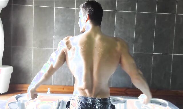 Steamy Fighter Raul Jacuzzi Flexing