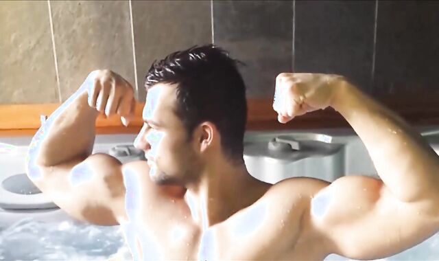 Steamy Fighter Raul Jacuzzi Flexing