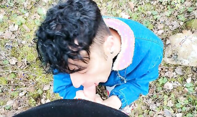 Fledgling Lengthy Fellatio Public POINT OF VIEW - Gargling in Light Rainy Day outside