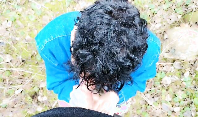 Fledgling Lengthy Fellatio Public POINT OF VIEW - Gargling in Light Rainy Day outside