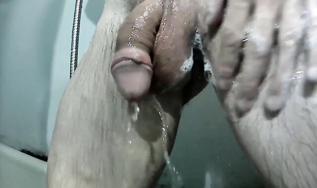 Love Bathroom with my Uncircumcised Rod and Dangling Sack Of Babymakers