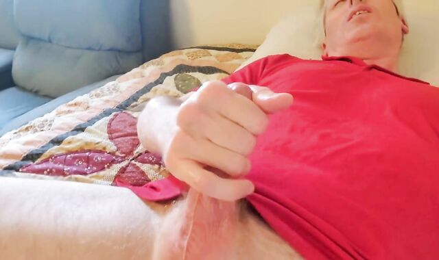 Highly Strenuous Ejaculation Shooting Scorching Spunk on my Crimson T-Shirt