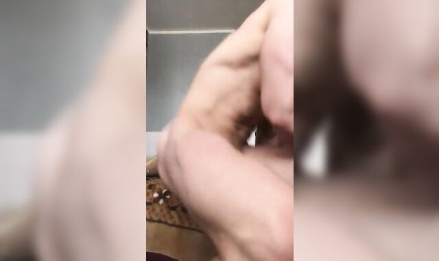 Sizzling Jock Plays with his Taut Booty Slit before Tugging off