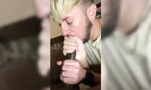 Deepthroating off Gay-For-Pay Neighbor BIG BLACK COCK