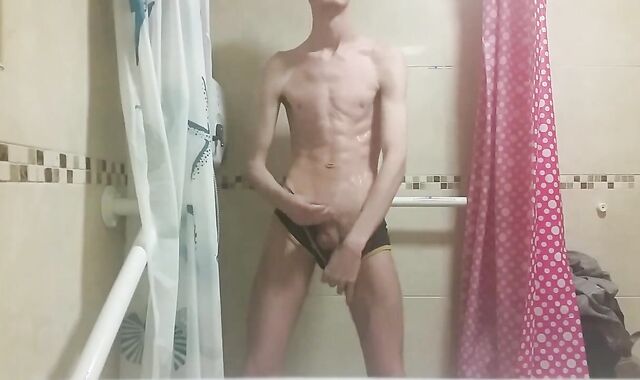 Scorching highly Thin Man with Vapid Ass Milks his Humid Trouser Snake and Urinates