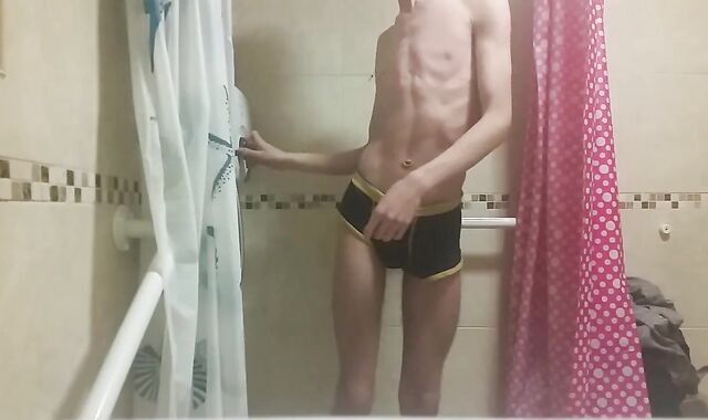 Scorching highly Thin Man with Vapid Ass Milks his Humid Trouser Snake and Urinates