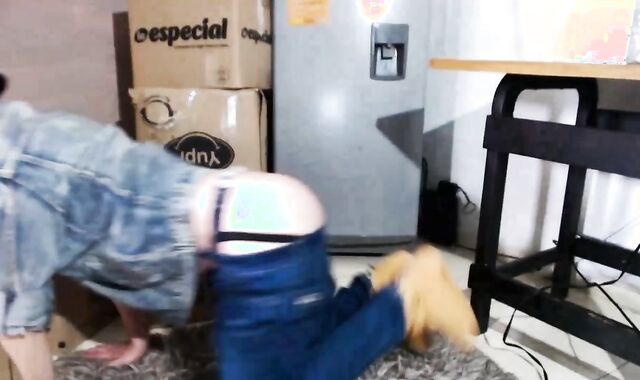 Warehouse Employee Spunk right on the Floor