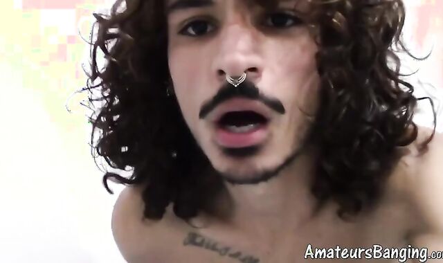 Tatted dark Skinned dilettante Wedges faux schlong On Wall To Have Fun