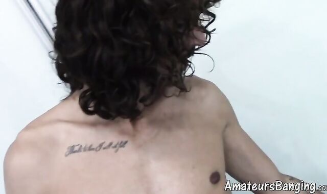 Tatted dark Skinned dilettante Wedges faux schlong On Wall To Have Fun