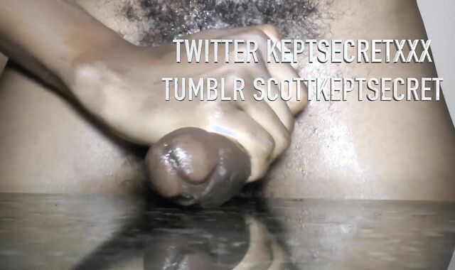 WANKING /JACKING MY GIGANTIC 12 Inch DARK-HUED COCK SEE MY JISM / PLUMS TRICKLE OUT