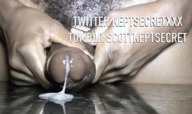 WANKING /JACKING MY GIGANTIC 12 Inch DARK-HUED COCK SEE MY JISM / PLUMS TRICKLE OUT