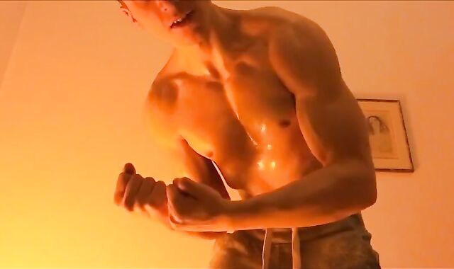 SHREDDED lusty MUSCLE GOD LUBES UP SIX PACK, ten-Pounder AND BLOWS A LOAD