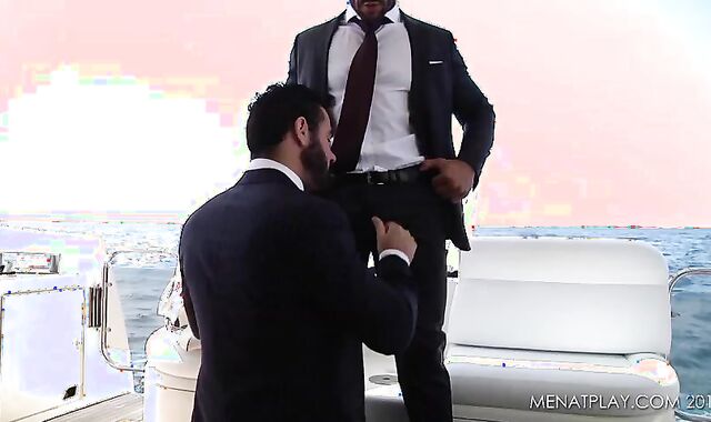 Two Men In Suits Making Out And Fucking