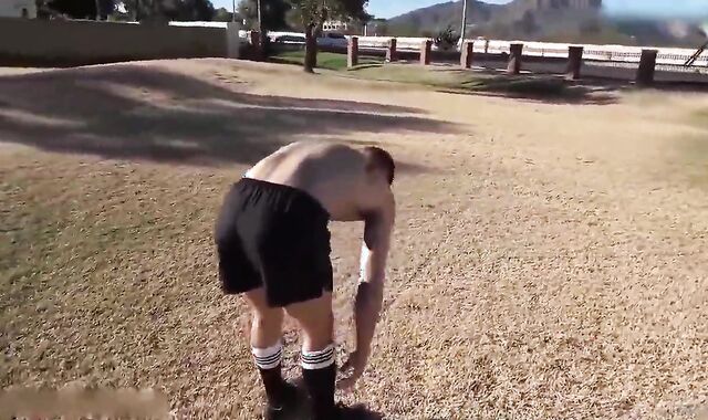 hirsute Football schlong Michael Kasten Jacks Off