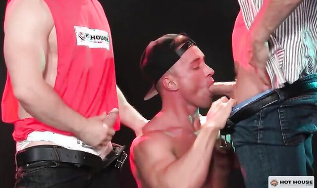 Crimson lusty Muscle 3 Way boink!