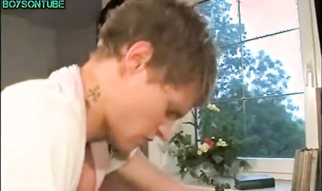 Platinum-Blonde lads sans a condom Hump In A Classroom