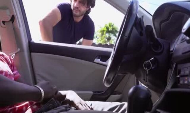 dark fellow In The Camper Drains while Chatting To A Stranger