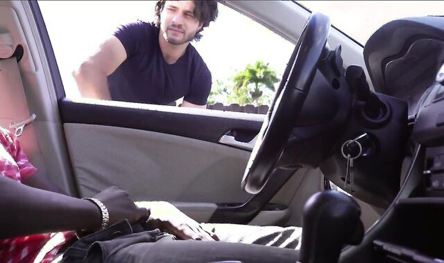 dark fellow In The Camper Drains while Chatting To A Stranger