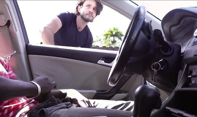 dark fellow In The Camper Drains while Chatting To A Stranger