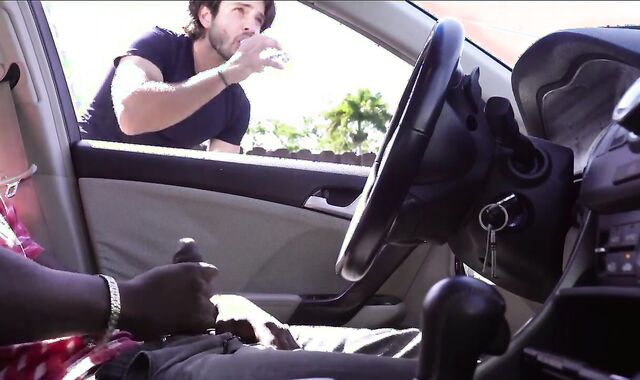 dark fellow In The Camper Drains while Chatting To A Stranger