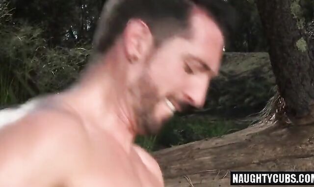 Tat Bodybuilder Outdoor Hump And nut nectar Fountain At homosexual