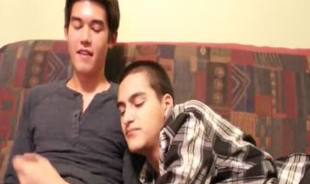 Hispanic lad And oriental lad bj bang-out-job And pleasure gel gulping