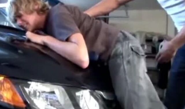 Slapped By Step-Brother In The Garage