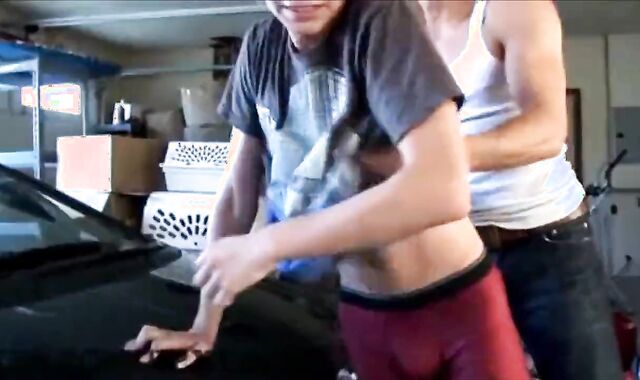 Slapped By Step-Brother In The Garage