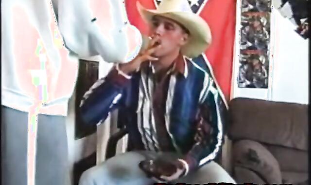 Heterosexual Redneck Cowboy Gulping Beer And Draining His hard-on