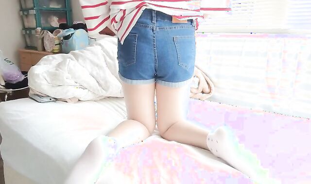 oriental Crossdresser In hosepipe And Hotpants Ejaculates