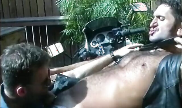 shaggy Bikers devour And ravage One one more outside