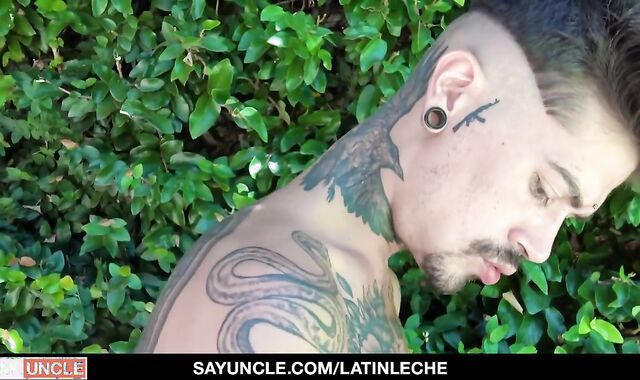 Inked Up Latinos poking By The Pool