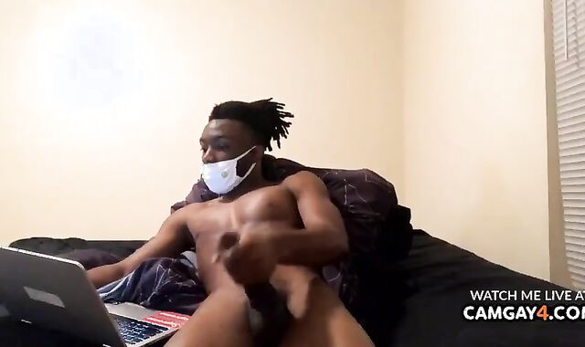 ebony chap With giant cumbot Jerks And Ejaculates In Live