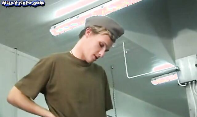 Trio new Military masculines Have lusty Hump In The Army Kitchen