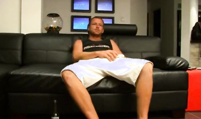 Heterosexual Australian Guzzles A Beer And Masturbates His Uncircumcised shlong