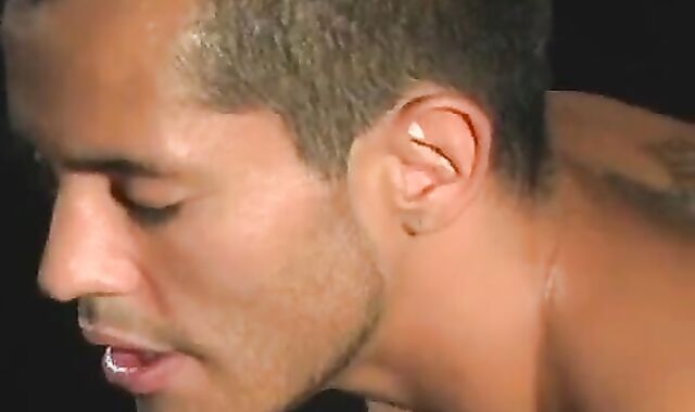 fleshy Brazilian chap In Leather Toying With A fuck stick